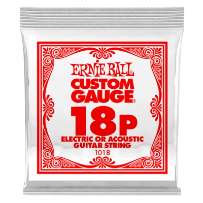 Ernie Ball - Single Plain Steel Electric or Acoustic Guitar String - .018