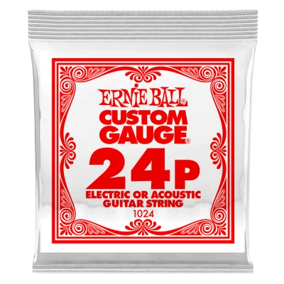 Ernie Ball - Single Plain Steel Electric or Acoustic Guitar String - .024