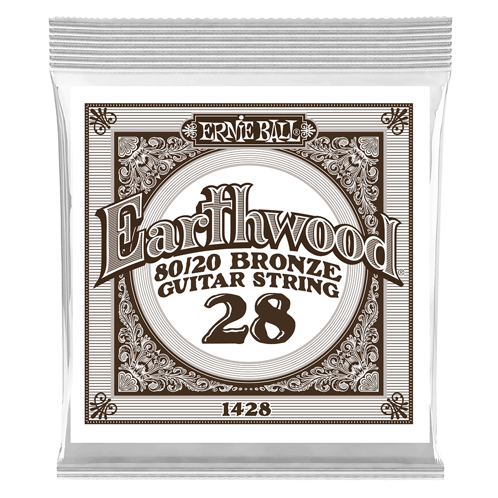 Single Earthwood 80/20 Bronze Acoustic Guitar String - .028