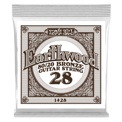 Ernie Ball - Single Earthwood 80/20 Bronze Acoustic Guitar String - .028