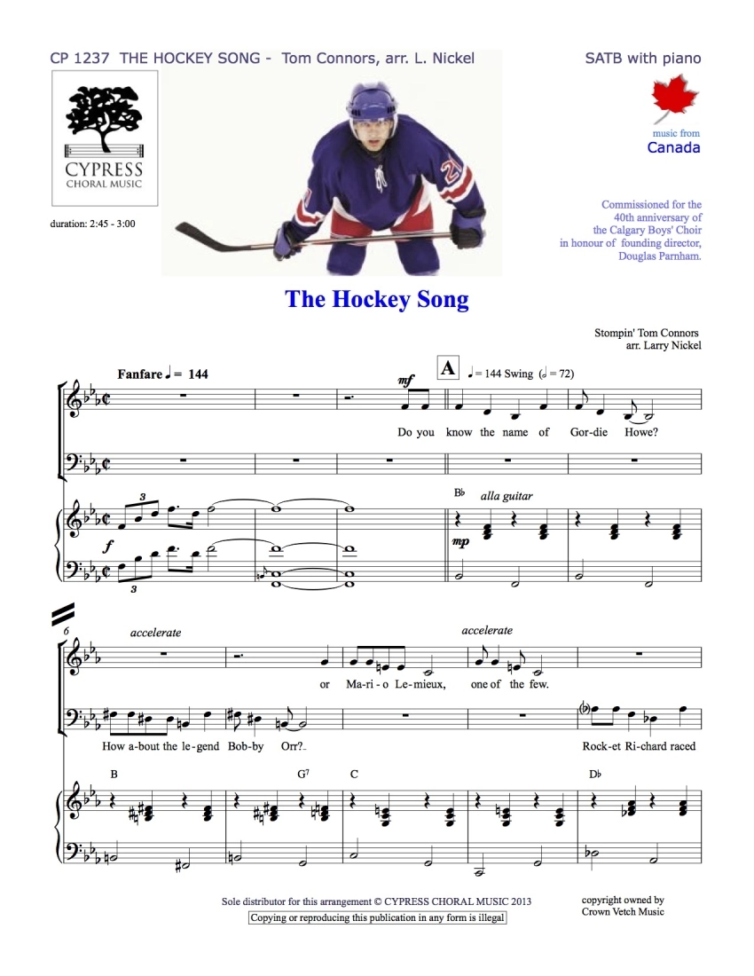 Hockey Song - Connors/Nickel - SATB