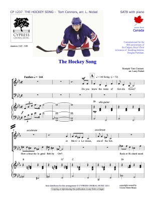 Cypress Choral Music - Hockey Song - Connors/Nickel - SATB