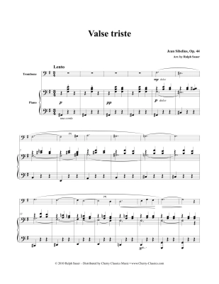 Valse Triste - Sibelius/Sauer - Trombone/Piano - Book