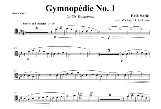 Gymnopedie No. 1 - Satie/McGuire - 6pt Trombone Ensemble - Score/Parts