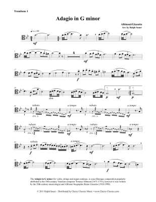 Adagio in G minor - Albinoni(Giazotto)/Sauer - Four Trombones - Score/Parts