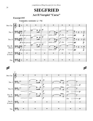 The Ring of the Nibelung, Compilation of Excerpts for Low Brass - Wagner/Fissel - Score/Parts