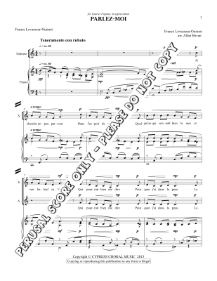 Parlez-moi - Levasseur-Ouimet/Bevan - SATB