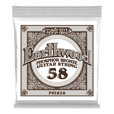 Ernie Ball - Single Earthwood Phosphor Bronze Acoustic Guitar String - .058