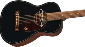Deltoluxe Parlor Acoustic Guitar, Walnut Fingerboard and Tortoiseshell Pickguard - Black Top