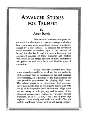 Advanced Studies - Harris - Trumpet - Book