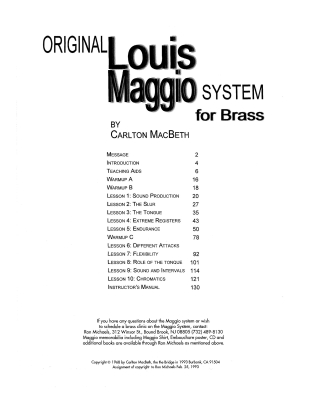 Original Louis Maggio System for Brass - MacBeth - Brass Instruments - Book