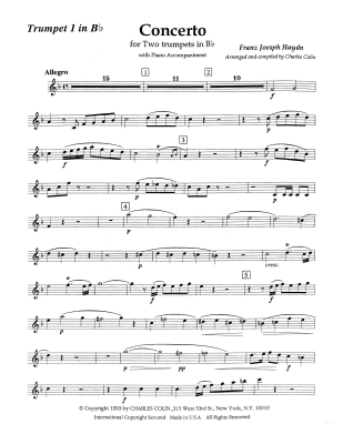 Haydn Concerto, First Movement - Haydn/Vacchiano - 2 Trumpets/Piano - Book