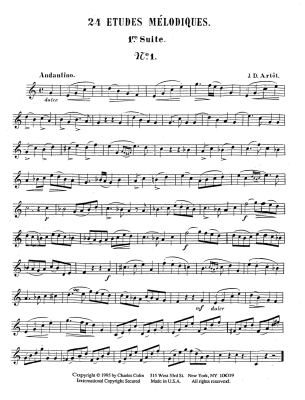 24 Etudes Melodiques - Artot - Trumpet - Book