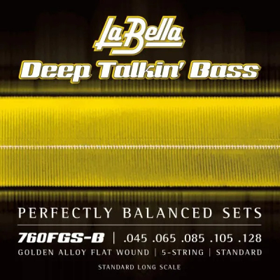 La Bella - Jeu de 5cordes dores  filet plat DeepTalkin pour basse
