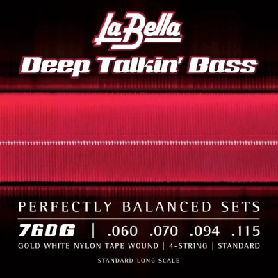 Gold White Nylon Tape Deep Talkin\' Bass String Set - Standard