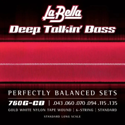 La Bella - Gold White Nylon Tape Deep Talkin Bass 6-String Set - Standard
