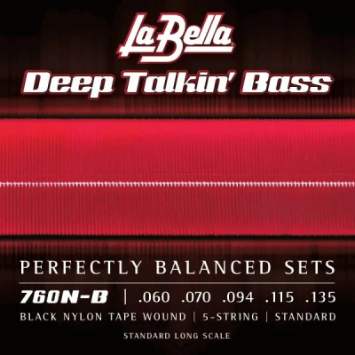 Black Nylon Tape Bass 5-String Set
