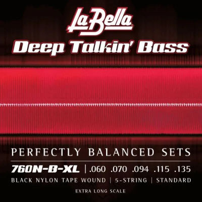 Black Nylon Tape Bass 5-String Set - Extra-Long Scale