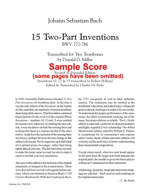 15 Two-Part Inventions - Bach/Miller/Holland/DePaulo - Trombone Duets - Book