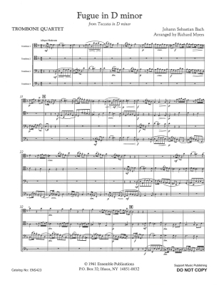 Fugue in Dm (from Toccata in Dm) - Bach/Myers - Trombone Quartet - Score/Parts
