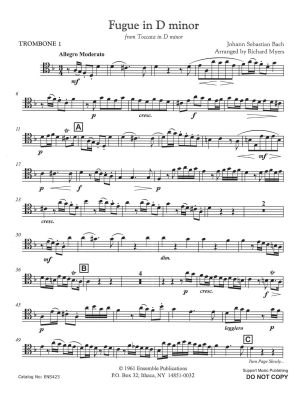 Fugue in Dm (from Toccata in Dm) - Bach/Myers - Trombone Quartet - Score/Parts