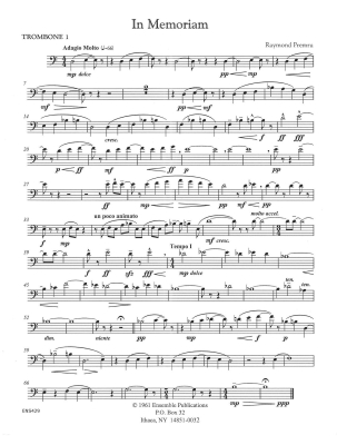 In Memoriam - Premru - Trombone Quartet - Score/Parts
