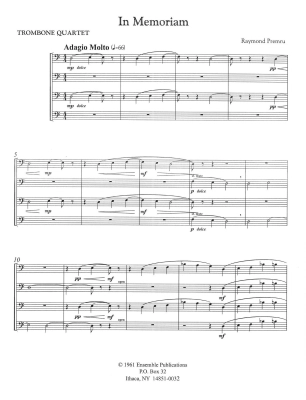 In Memoriam - Premru - Trombone Quartet - Score/Parts