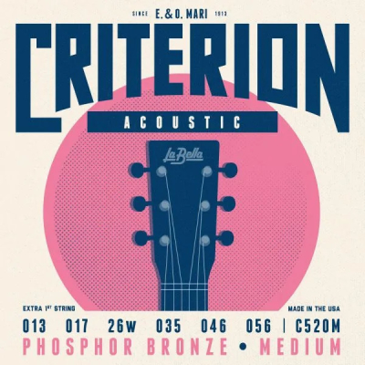 La Bella - Criterion Phosphor Bronze Acoustic Guitar Strings - Medium Tension