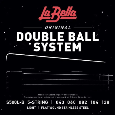 La Bella - S500L-B Double Ball Bass Flat Wound Bass 5-Strings Set - 43-128