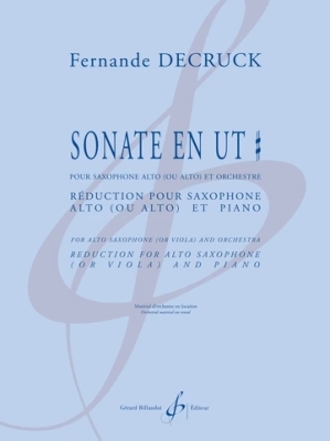Gerard Billaudot - Sonate en ut diese - Decruck - Alto Saxophone/Piano or Organ - Book