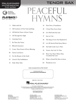 Peaceful Hymns for Tenor Sax: Instrumental Play-Along Saxophone alto Livre avec fichiers audio en ligne
