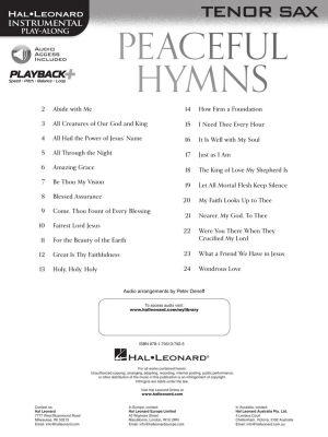 Peaceful Hymns for Tenor Sax: Instrumental Play-Along - Book/Audio Online