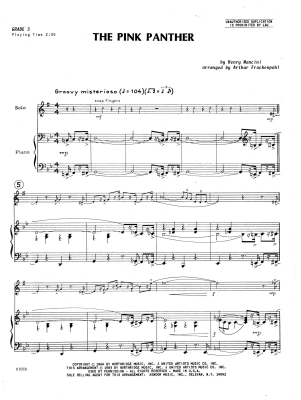 The Pink Panther - Mancini/Frackenpohl - Alto Saxophone/Piano - Sheet Music