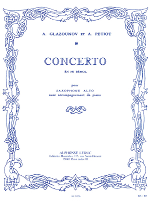 Alphonse Leduc - Saxophone Concerto Op. 109 in E Flat - Glazunov - Alto Saxophone/Piano - Book