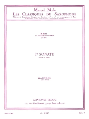 Alphonse Leduc - Sonata No.1, Op.1 No.1a (Classiques No.87) - Handel/Mule - Alto Saxophone/Piano - Sheel Music