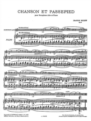 Chanson et Passepied - Rueff - Alto Saxophone/Piano - Sheet Music
