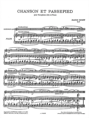 Chanson et Passepied - Rueff - Alto Saxophone/Piano - Sheet Music