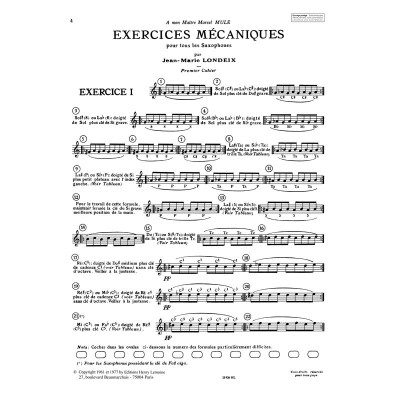 Exercices mecaniques Vol.1 - Londeix - Saxophone - Book