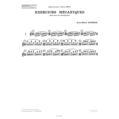 Exercices mecaniques Vol. 3 - Londeix - Saxophone - Book