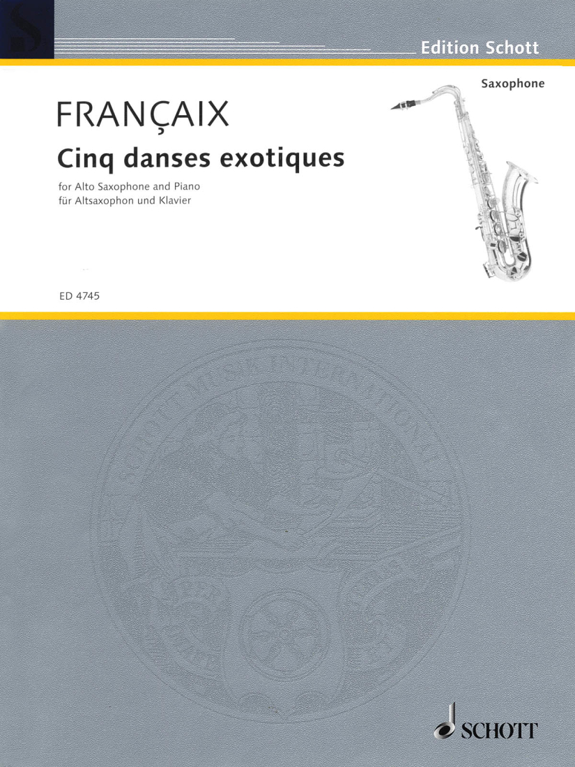 5 Danses Exotiques (1961) - Francaix - Alto Saxophone/Piano - Book