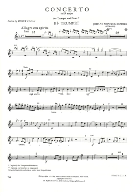 Concerto in Eb major - Hummell/Voisin - Trumpet/Piano - Sheet Music