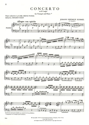 Concerto in Eb major - Hummell/Voisin - Trumpet/Piano - Sheet Music