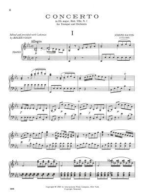 Concerto in E flat major (Hob. VIIe: No.1) - Haydn/Voisin - Trumpet/Piano - Sheet Music