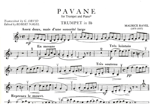Pavane - Ravel/Orvid/Nagel - Trumpet/Piano - Sheet Music