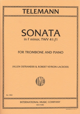 International Music Company - Sonate en famineur, TWV41:f1 Telemann, Ostrander, Veyron-Lacroix Trombone et piano Partition individuelle
