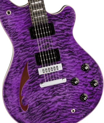 SA-126 Special Quilted Maple Electric Guitar with Case - Transparent Purple