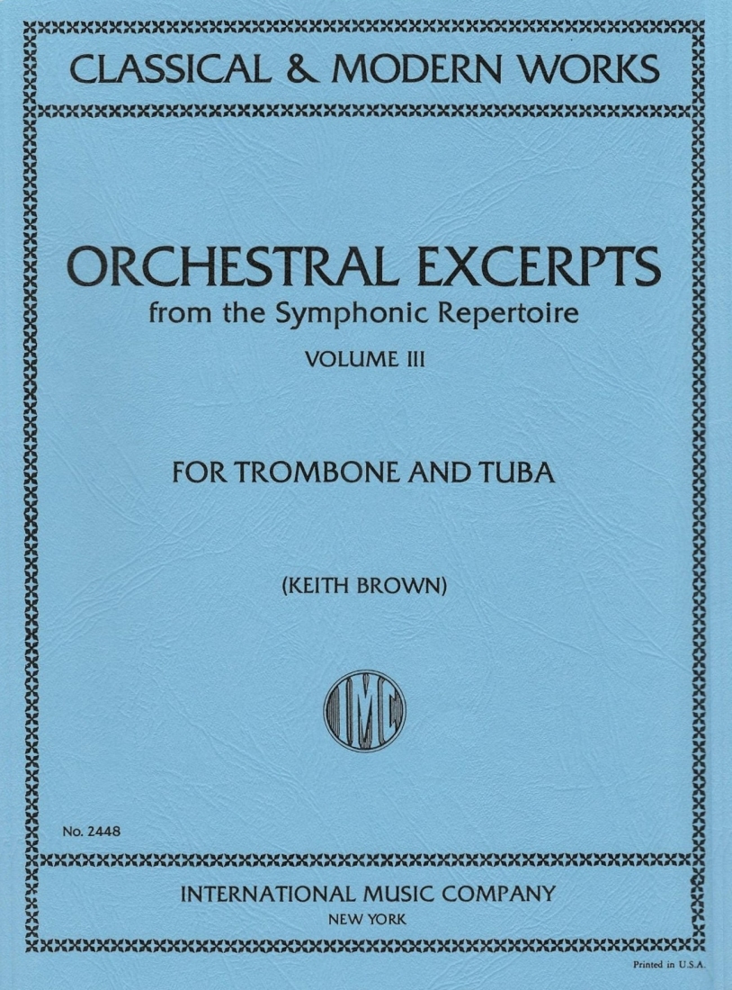 Orchestral Excerpts, Volume 3 - Brown - Trombone/Tuba - Book