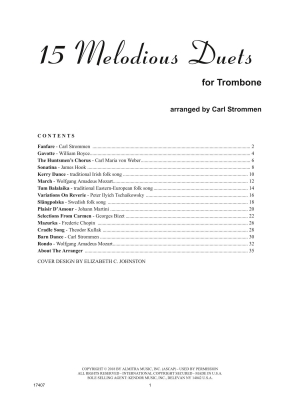 15 Melodious Duets - Strommen - Trombone Duet - Book