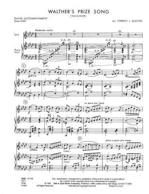 Walther\'s Prize Song - Wagner/Buchtel - Trombone/Piano - Sheet Music