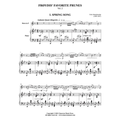 Froydis Favorite Prunes, Volume 2 - Horn/Piano - Book